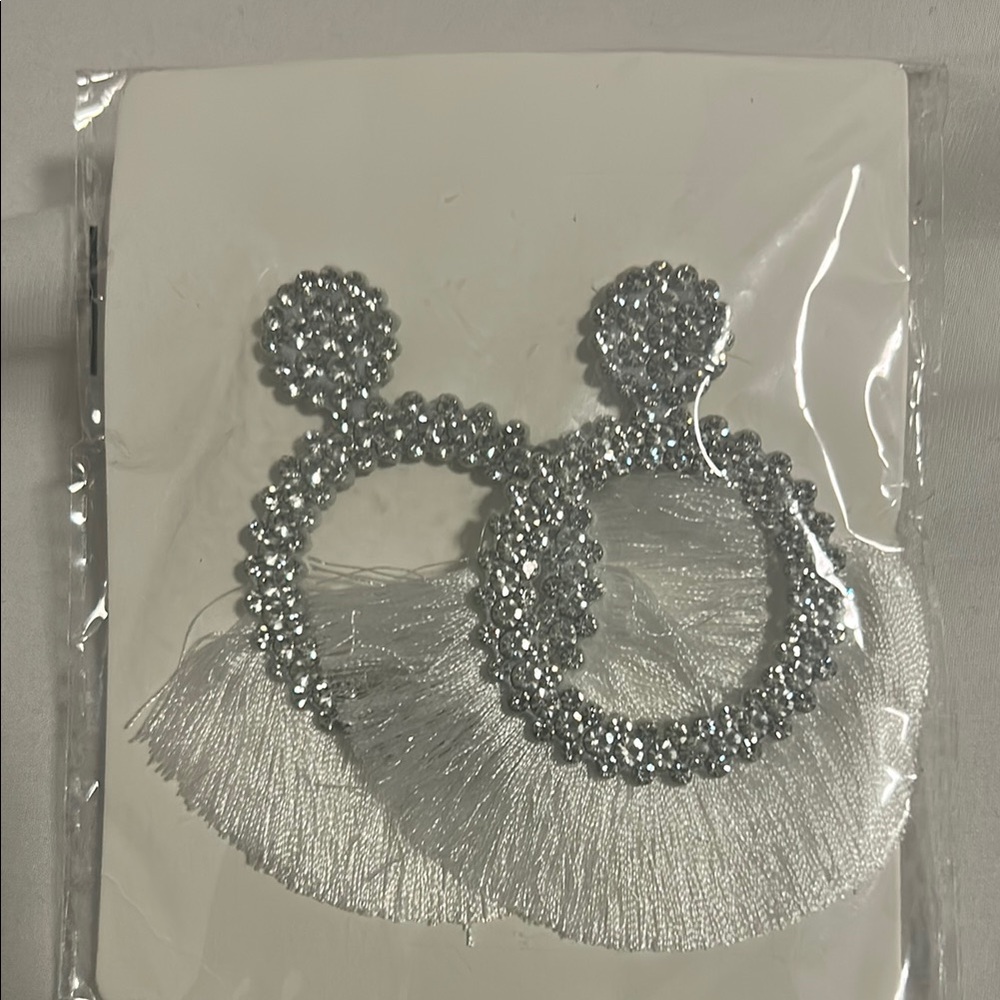 BRAND NEW WHITE JEWELED EARRINGS